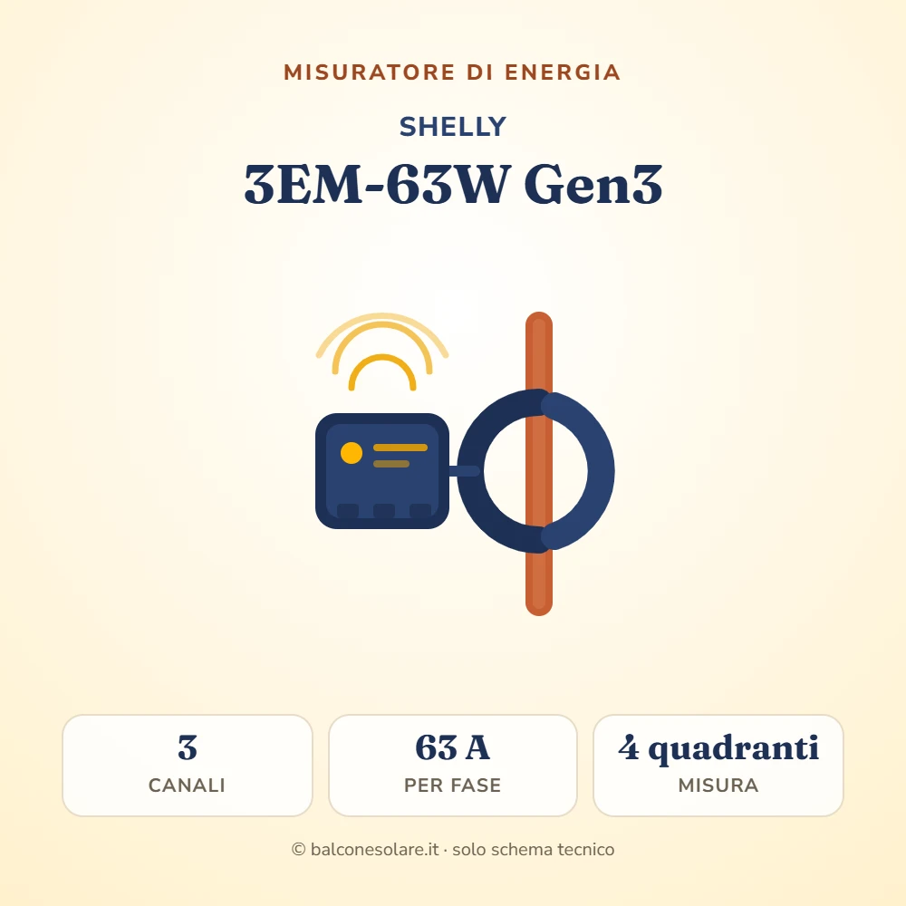 Shelly 3EM-63W Gen3 (misuratore di energia a tre canali)