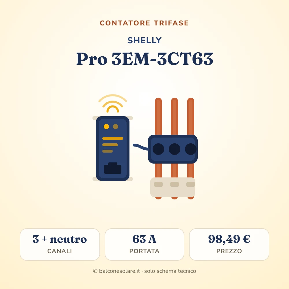 Shelly Pro 3EM-3CT63 (contatore trifase da guida DIN)