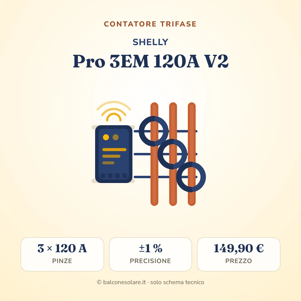 Shelly Pro 3EM 120A V2 (contatore trifase da guida DIN)